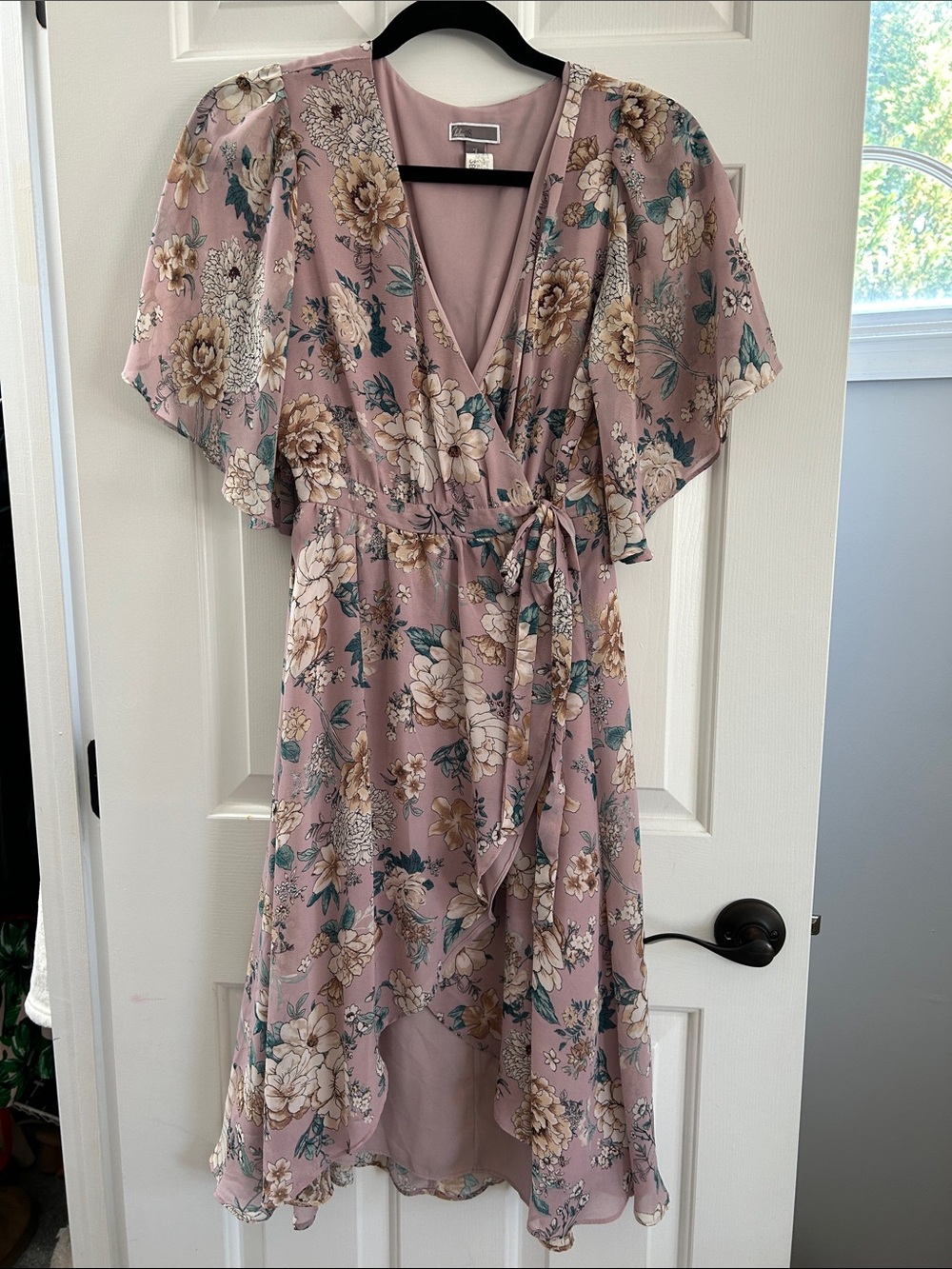 Chelsea28 Dusty Rose Floral Wrap Dress